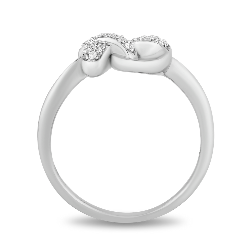 Hallmarkfinejewelry Sculpted Hug and Kiss Ring in Sterling Silver with 1/8 Cttw of Sparkling Diamonds