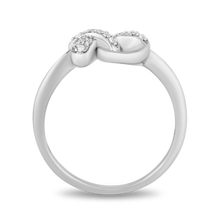 Load image into Gallery viewer, Hallmarkfinejewelry Sculpted Hug and Kiss Ring in Sterling Silver with 1/8 Cttw of Sparkling Diamonds
