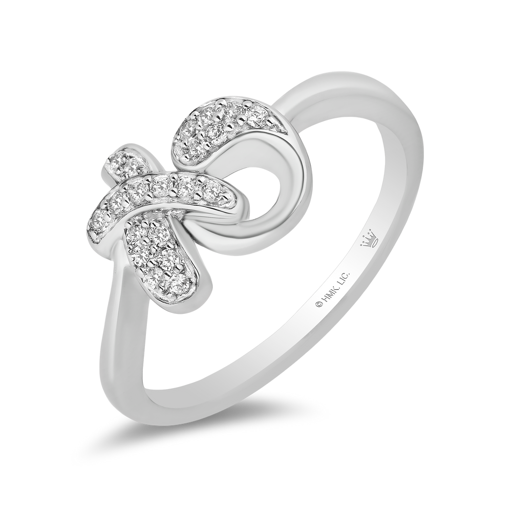 Hallmarkfinejewelry Sculpted Hug and Kiss Ring in Sterling Silver with 1/8 Cttw of Sparkling Diamonds