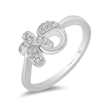 Load image into Gallery viewer, Hallmarkfinejewelry Sculpted Hug and Kiss Ring in Sterling Silver with 1/8 Cttw of Sparkling Diamonds

