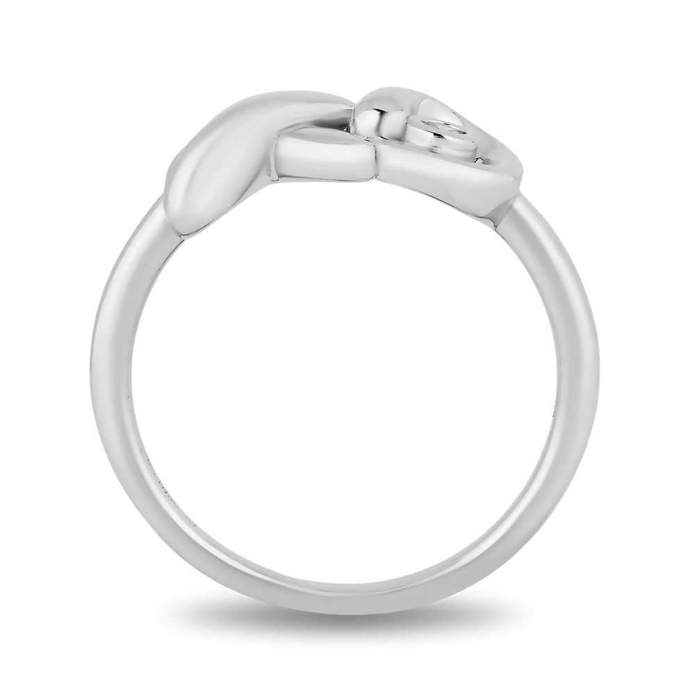 Hallmarkfinejewelry Sculpted Hug and Kiss Ring in Sterling Silver with 1/20 Cttw of Sparkling Diamonds