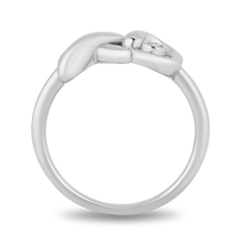 Load image into Gallery viewer, Hallmarkfinejewelry Sculpted Hug and Kiss Ring in Sterling Silver with 1/20 Cttw of Sparkling Diamonds
