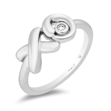 Load image into Gallery viewer, Hallmarkfinejewelry Sculpted Hug and Kiss Ring in Sterling Silver with 1/20 Cttw of Sparkling Diamonds
