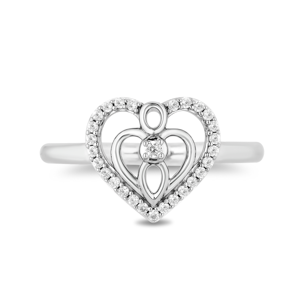Hallmarkfinejewelry Mother and Child Ring in Sterling Silver with 1/6 Cttw of Diamonds
