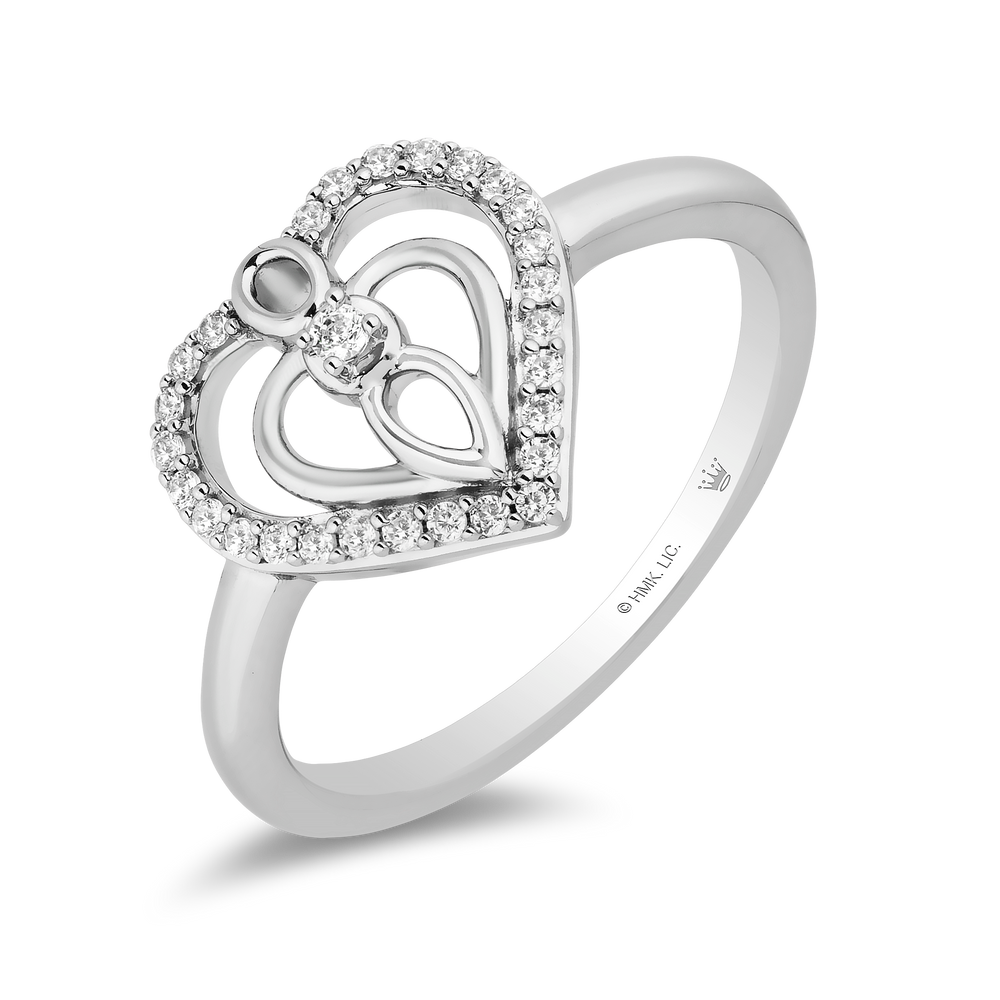 Hallmarkfinejewelry Mother and Child Ring in Sterling Silver with 1/6 Cttw of Diamonds