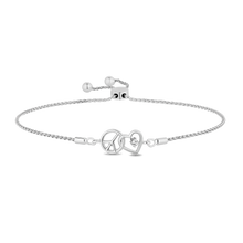 Load image into Gallery viewer, Hallmarkfinejewelry Peace and Love Bolo Bracelet in Sterling Silver with Diamond Accents
