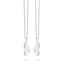 Load image into Gallery viewer, Hallmarkfinejewelry Two-of-a-Kind Butterfly Wing Pendants in Sterling Silver with Diamonds
