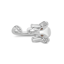 Load image into Gallery viewer, Hallmarkfinejewelry Elephant Wrap Ring in Sterling Silver with White &amp; Champagne Diamonds
