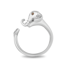 Load image into Gallery viewer, Hallmarkfinejewelry Elephant Wrap Ring in Sterling Silver with White &amp; Champagne Diamonds
