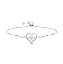 Load image into Gallery viewer, Hallmarkfinejewelry Family Heart Bolo Bracelet in Sterling Silver with 1/6 Cttw of Diamonds
