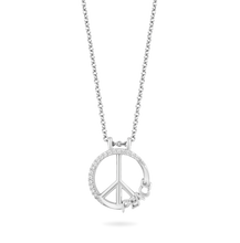 Load image into Gallery viewer, Hallmarkfinejewelry Peace Sign Necklace in Sterling Silver with 1/10 Cttw of Diamonds

