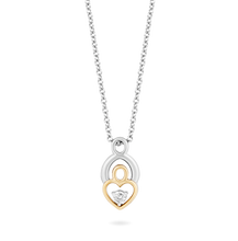 Load image into Gallery viewer, Hallmarkfinejewelry Mother and Child Pendant in Sterling Silver and 14K Yellow Gold with 1/10 Cttw of Diamonds
