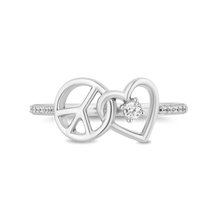 Load image into Gallery viewer, Hallmarkfinejewelry Peace and Love Ring in Sterling Silver with 1/10 Cttw of Diamonds
