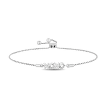 Load image into Gallery viewer, Hallmarkfinejewelry Sculpted Hugs and Kisses Bolo Bracelet in Sterling Silver with Diamond Accents
