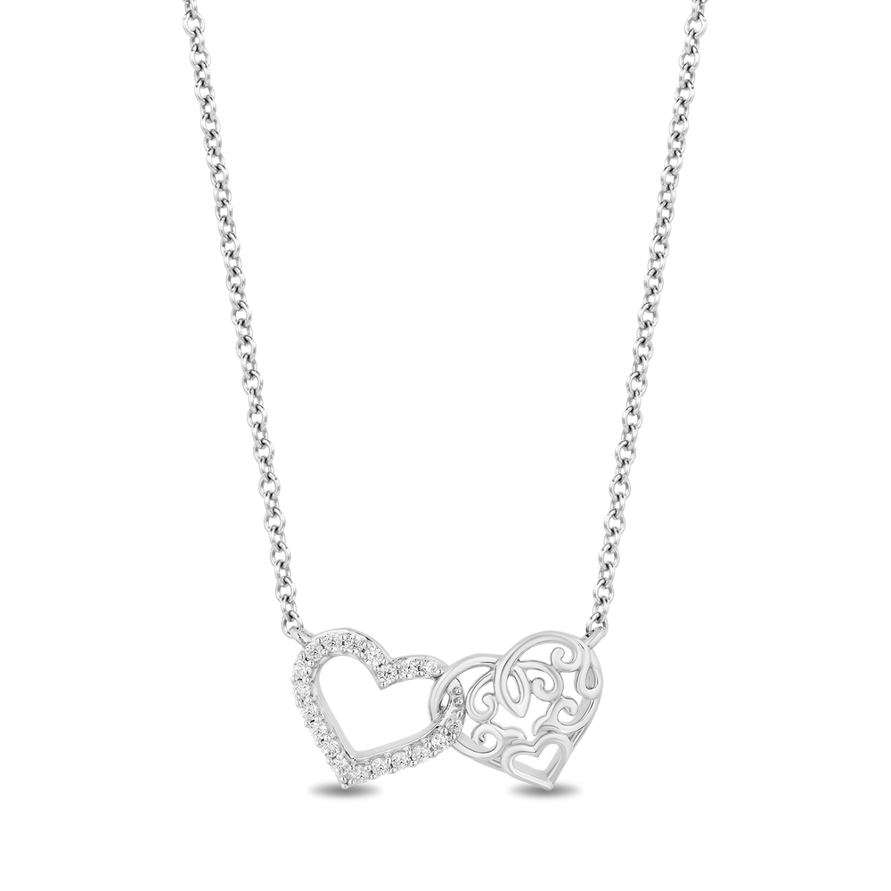Hallmarkfinejewelry Heart To Heart Sterling Silver Necklace with Diamonds