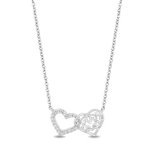 Load image into Gallery viewer, Hallmarkfinejewelry Heart To Heart Sterling Silver Necklace with Diamonds
