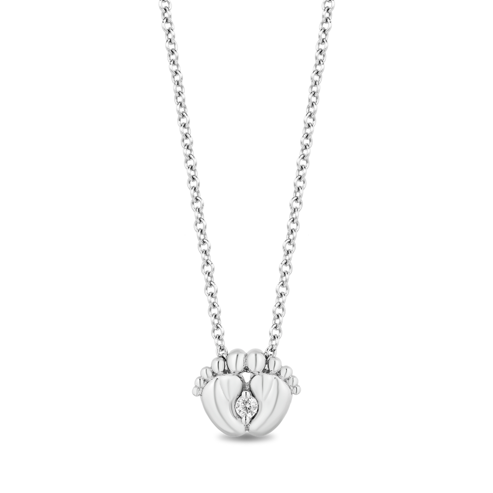 Hallmarkfinejewelry Footsie Pendant in Sterling Silver with Diamond