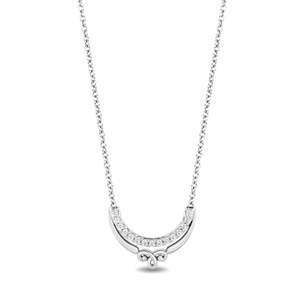 Hallmarkfinejewelry Sterling Silver Antique Lace Necklace with Diamonds