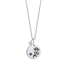 Load image into Gallery viewer, Hallmarkfinejewelry February Flower of the Month Pendant in Sterling Silver with Amethyst and Diamond Accent
