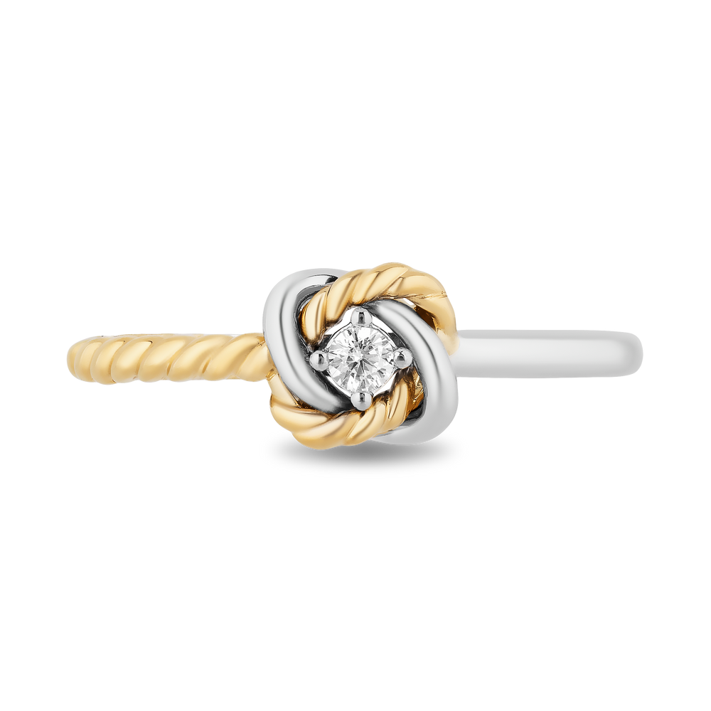 Hallmarkfinejewelry Diamond Love Knot Promise Ring in Sterling Silver and 14K Yellow Gold