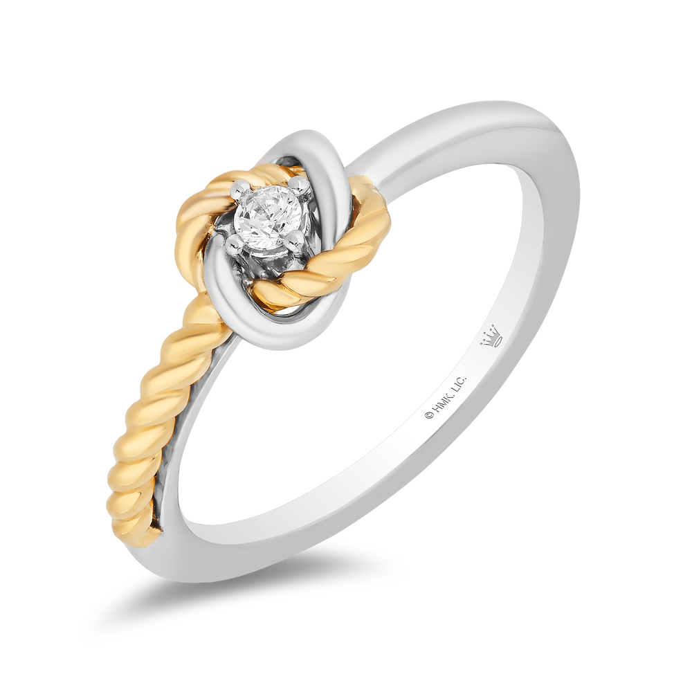 Hallmarkfinejewelry Diamond Love Knot Promise Ring in Sterling Silver and 14K Yellow Gold