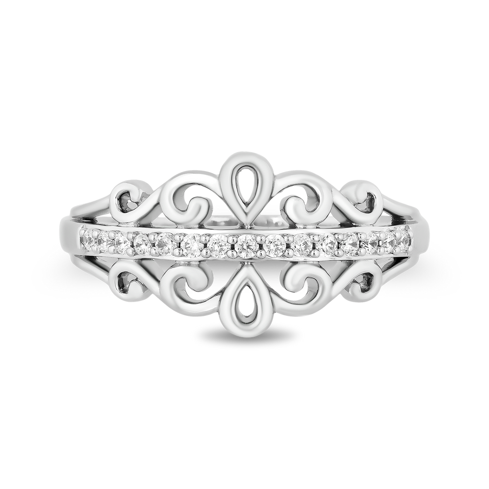 Hallmarkfinejewelry Touch of Lace Ring in Sterling Silver with Diamonds