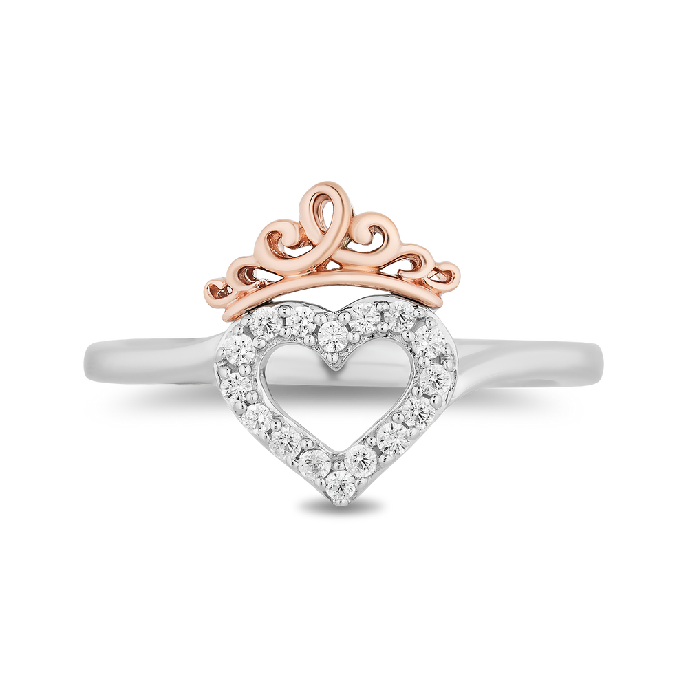 Hallmarkfinejewelry Heart And Soul Ring in Sterling Silver and 14K Rose Gold with Diamonds