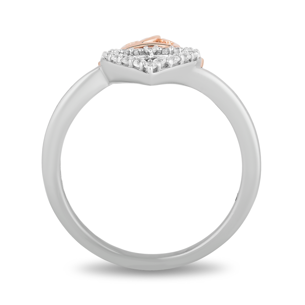 Hallmarkfinejewelry Heart And Soul Ring in Sterling Silver and 14K Rose Gold with Diamonds