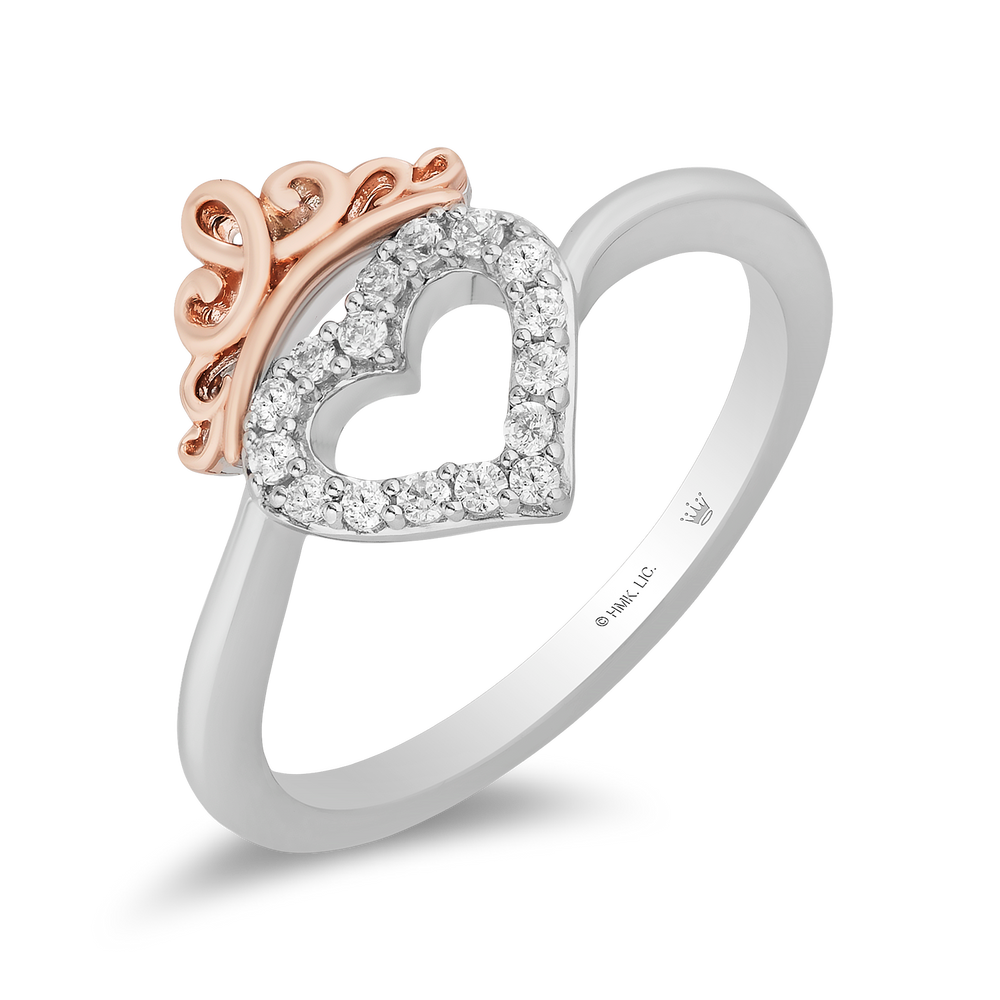 Hallmarkfinejewelry Heart And Soul Ring in Sterling Silver and 14K Rose Gold with Diamonds