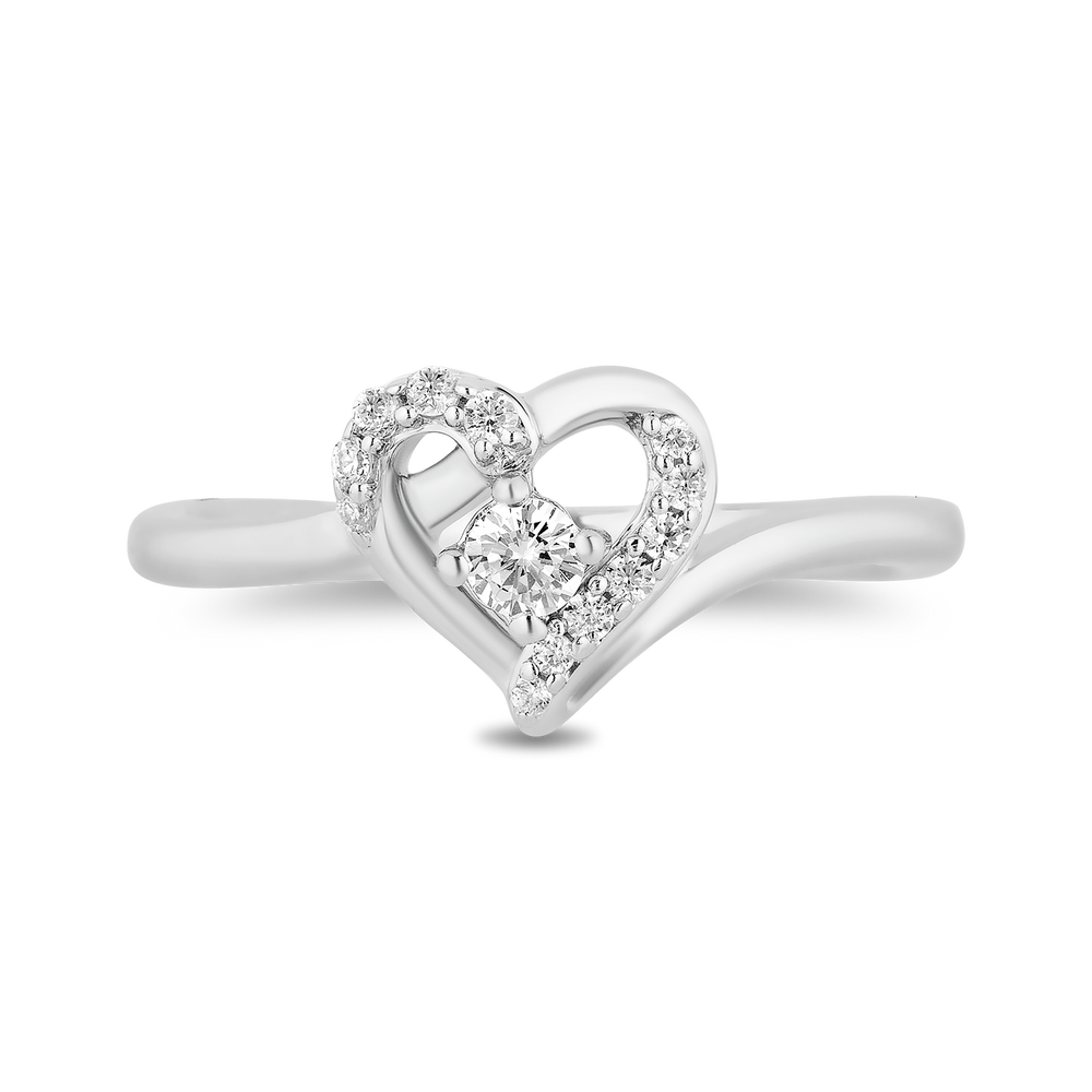 Hallmarkfinejewelry Medium Heartbeat Promise Ring in Sterling Silver with Diamonds