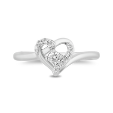 Load image into Gallery viewer, Hallmarkfinejewelry Medium Heartbeat Promise Ring in Sterling Silver with Diamonds
