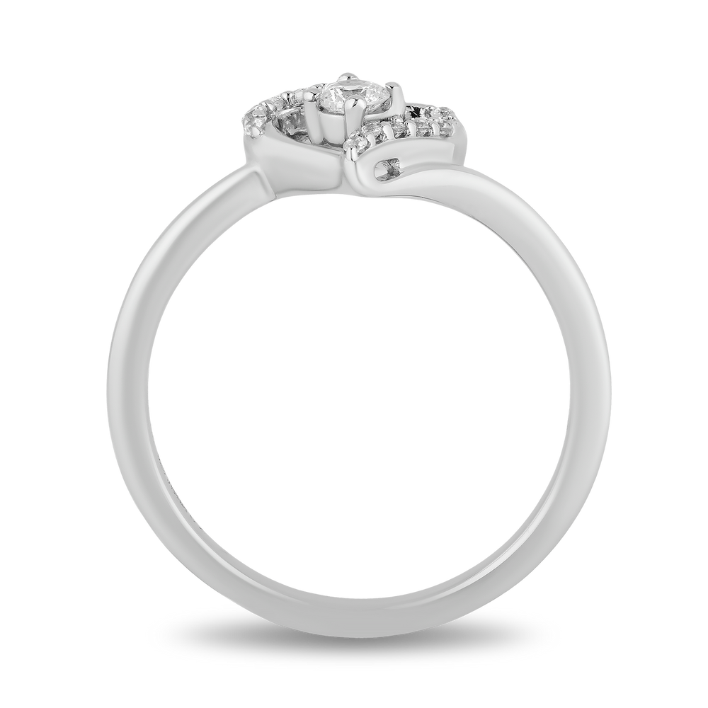 Hallmarkfinejewelry Medium Heartbeat Promise Ring in Sterling Silver with Diamonds