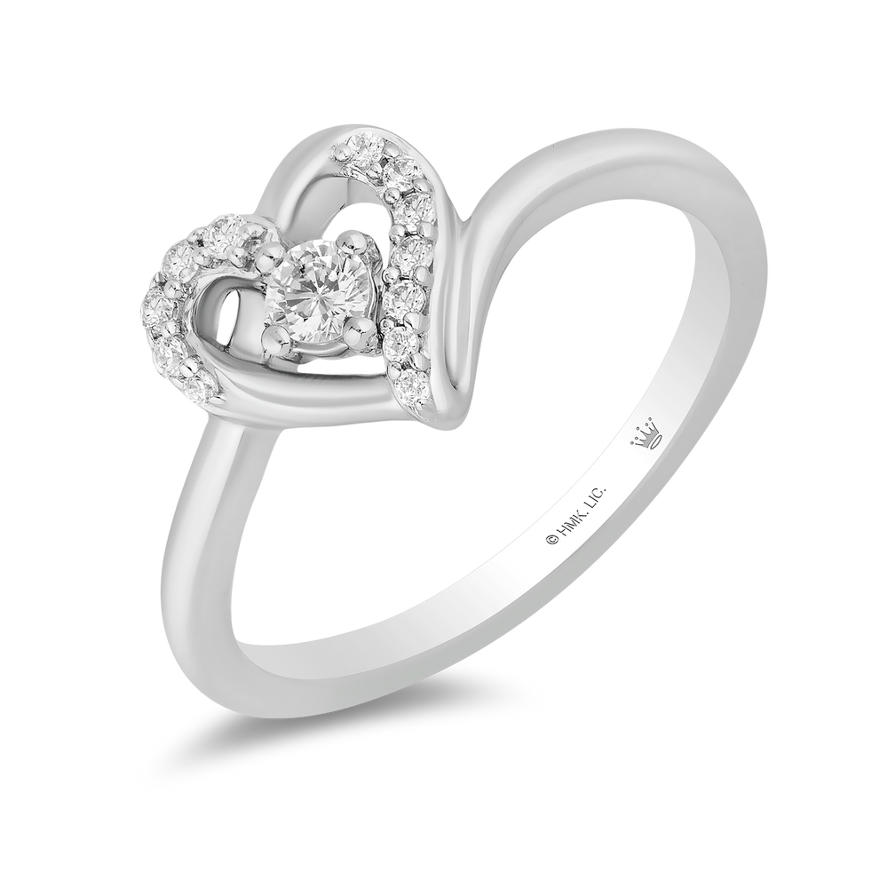 Hallmarkfinejewelry Medium Heartbeat Promise Ring in Sterling Silver with Diamonds