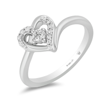 Load image into Gallery viewer, Hallmarkfinejewelry Medium Heartbeat Promise Ring in Sterling Silver with Diamonds
