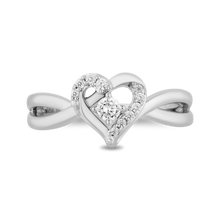 Load image into Gallery viewer, Hallmarkfinejewelry Large Heartbeat Promise Ring in Sterling Silver with Diamonds
