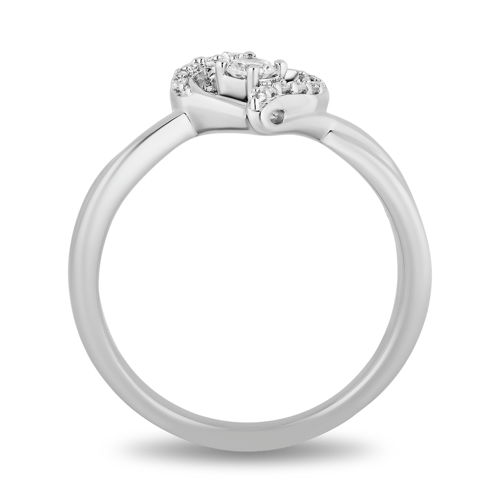 Hallmarkfinejewelry Large Heartbeat Promise Ring in Sterling Silver with Diamonds