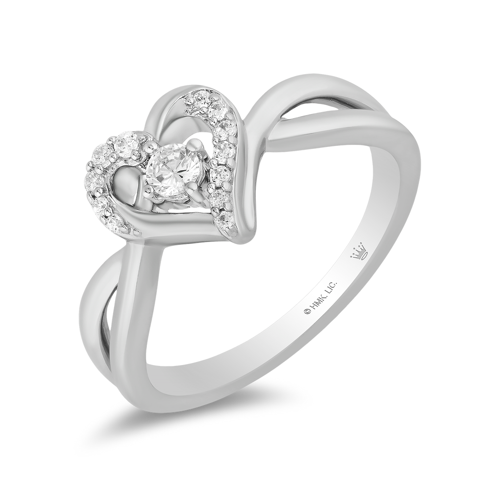 Hallmarkfinejewelry Large Heartbeat Promise Ring in Sterling Silver with Diamonds