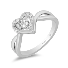 Load image into Gallery viewer, Hallmarkfinejewelry Large Heartbeat Promise Ring in Sterling Silver with Diamonds
