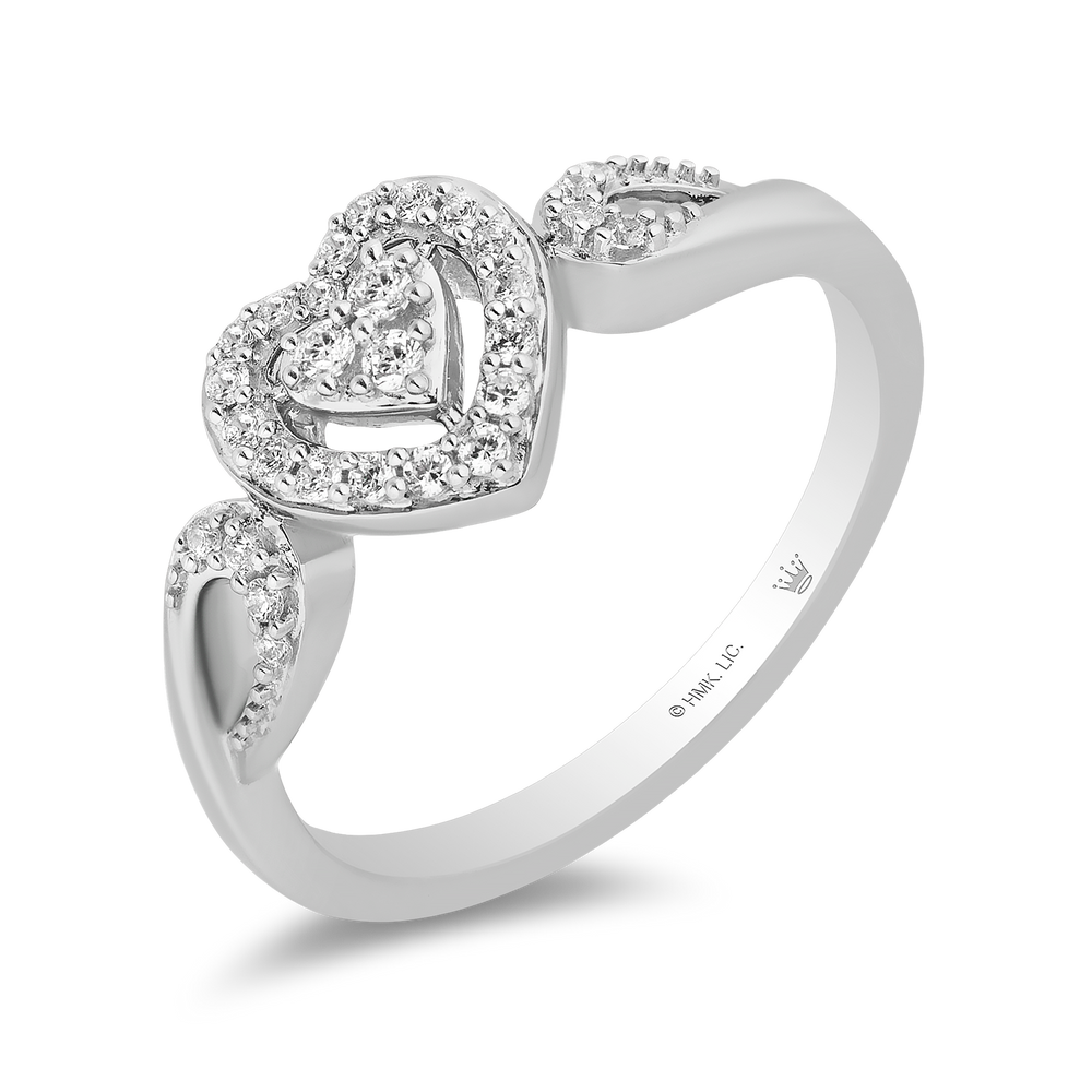 Hallmarkfinejewelry Heart’s Desire Promise Ring in Sterling Silver with Diamonds