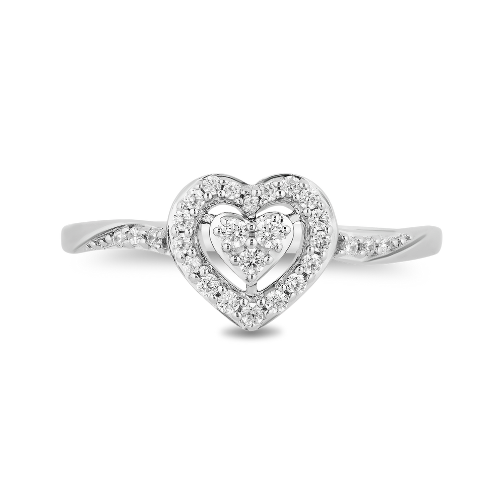 Hallmarkfinejewelry With All My Heart Promise Ring in Sterling Silver with Diamonds