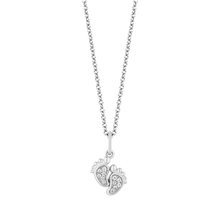 Load image into Gallery viewer, Hallmarkfinejewelry Baby Feet Pendant in Sterling Silver with 1/10 Cttw of Diamonds
