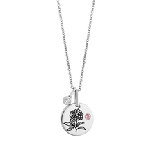 Load image into Gallery viewer, Hallmarkfinejewelry October Flower of the Month Pendant in Sterling Silver with Pink Tourmaline and Diamond Accent
