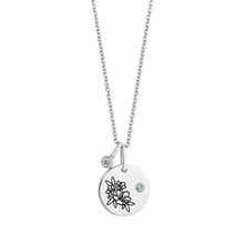 Load image into Gallery viewer, Hallmarkfinejewelry March Flower of the Month Pendant in Sterling Silver with Aquamarine and Diamond Accent
