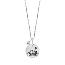 Load image into Gallery viewer, Hallmarkfinejewelry July Flower of the Month Pendant in Sterling Silver with Ruby and Diamond Accent
