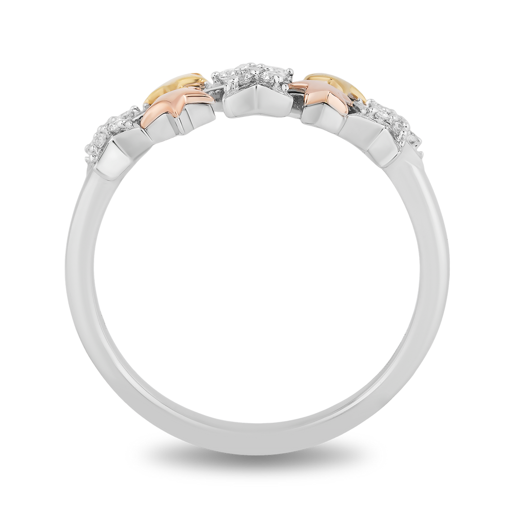 Hallmarkfinejewelry Starry Night Ring in Sterling Silver and 14K Yellow and Rose Gold with Diamonds