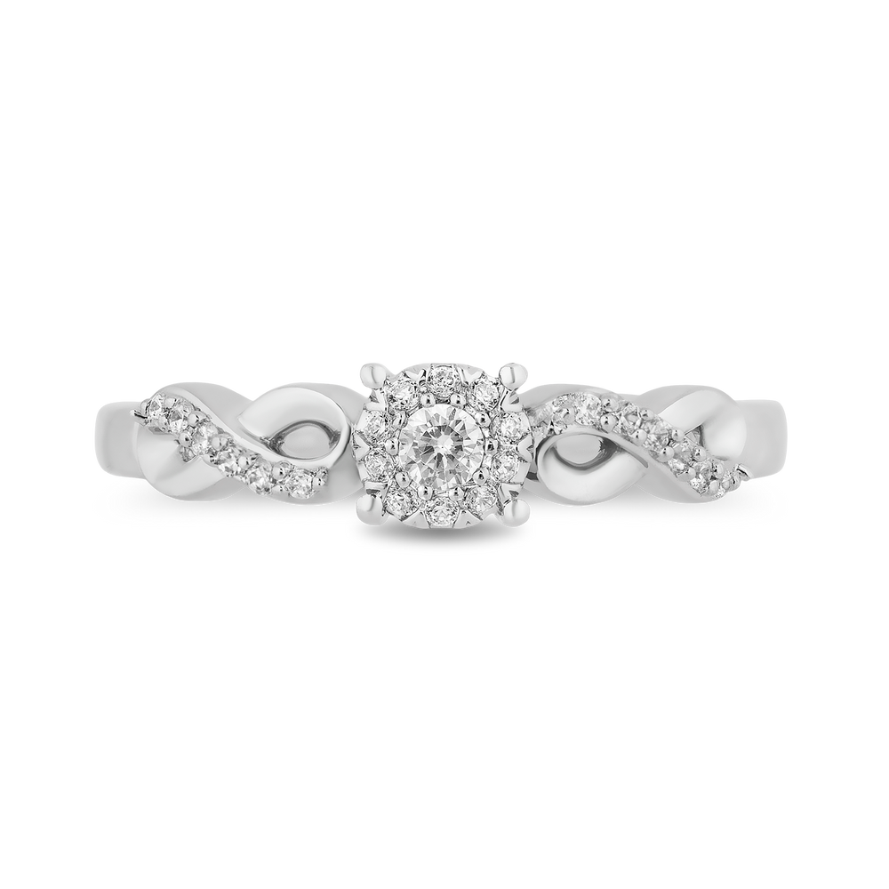 Hallmarkfinejewelry Diamond Halo Criss-Cross Loop Promise Ring in Sterling Silver