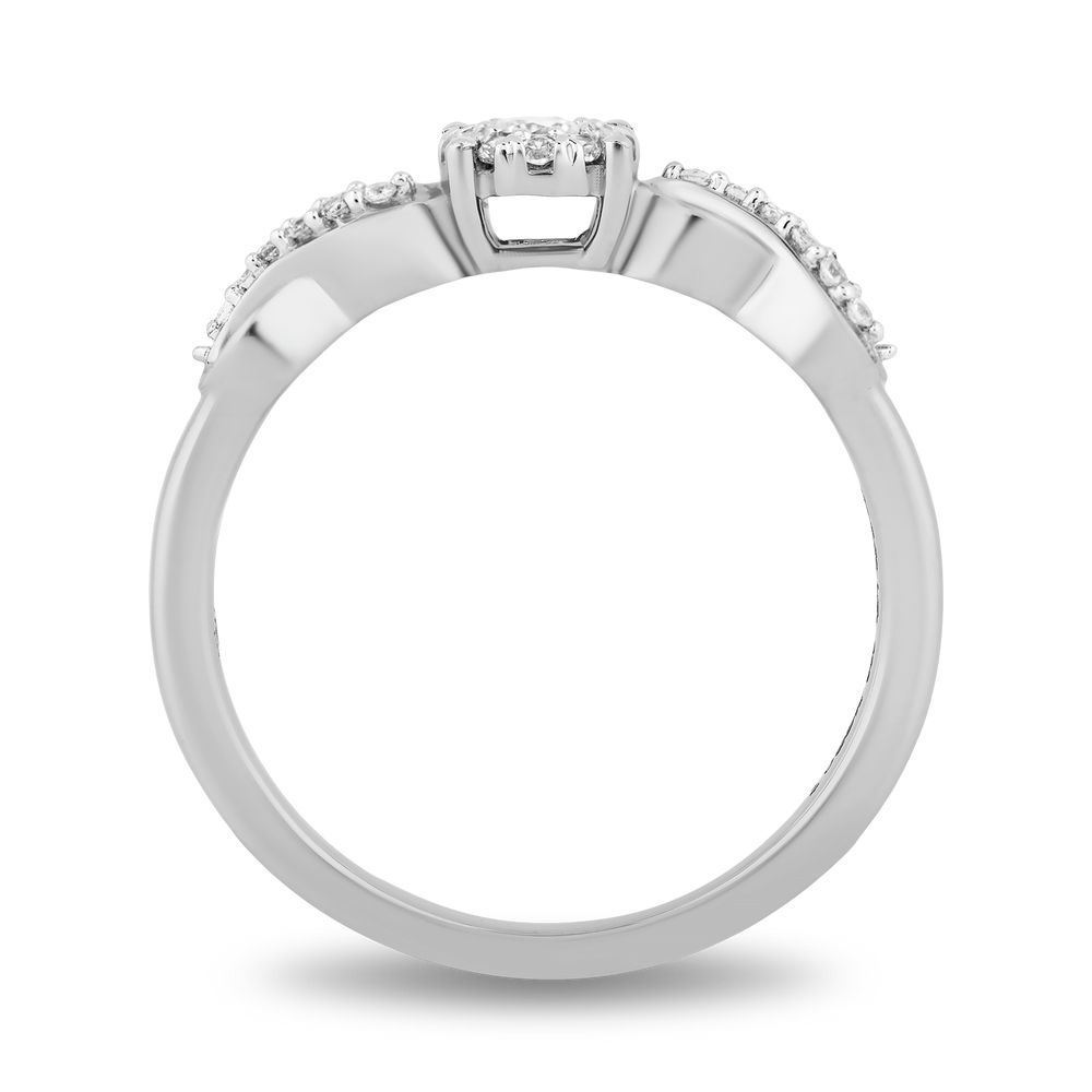Hallmarkfinejewelry Diamond Halo Criss-Cross Loop Promise Ring in Sterling Silver