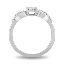 Load image into Gallery viewer, Hallmarkfinejewelry Diamond Halo Criss-Cross Loop Promise Ring in Sterling Silver
