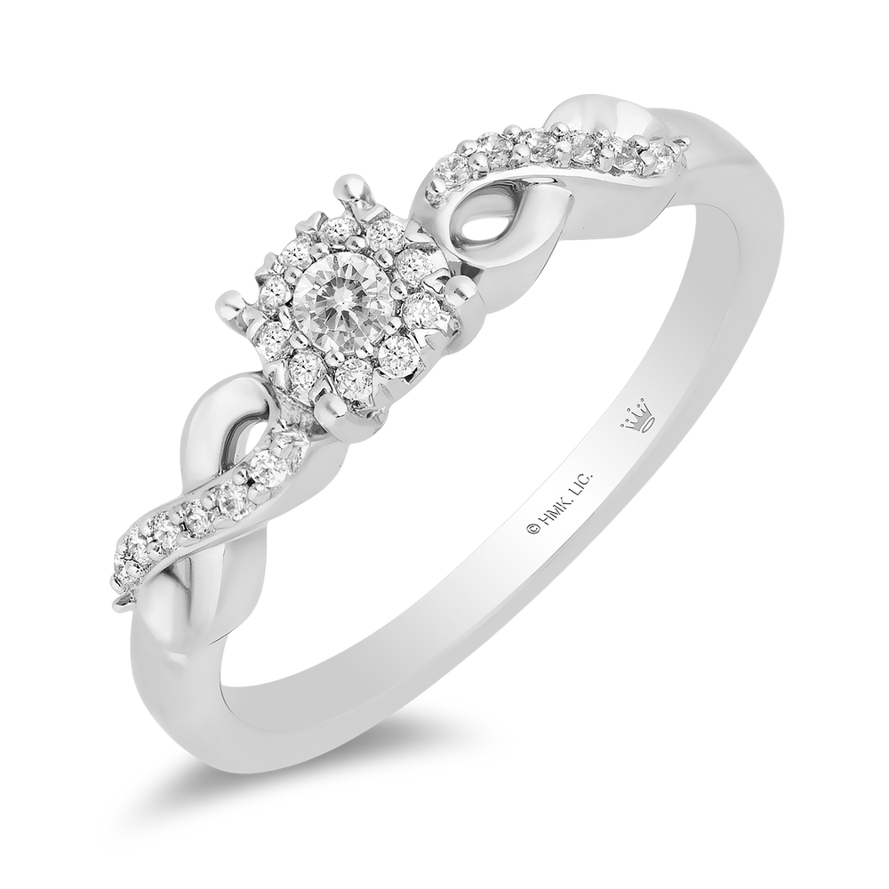 Hallmarkfinejewelry Diamond Halo Criss-Cross Loop Promise Ring in Sterling Silver