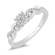 Load image into Gallery viewer, Hallmarkfinejewelry Diamond Halo Criss-Cross Loop Promise Ring in Sterling Silver
